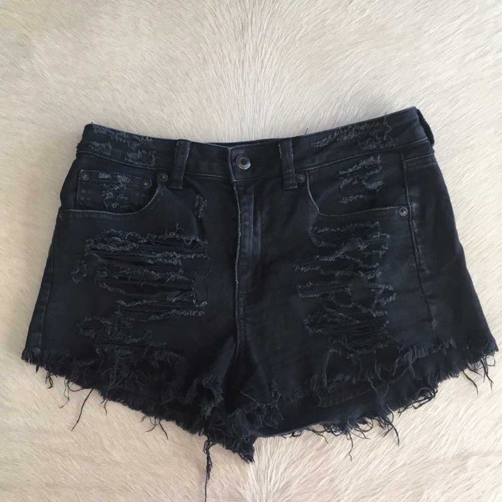 high rise denim shorts